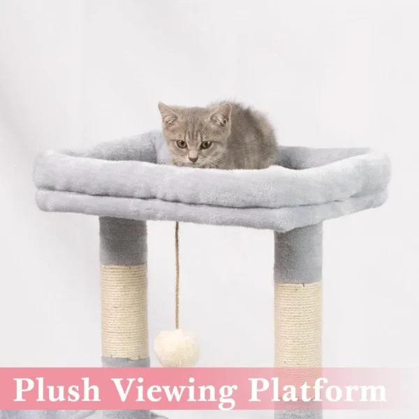 42.5'' Small Cat Tree with Condo, Perch & Scratching Post – Light Gray - Image 9
