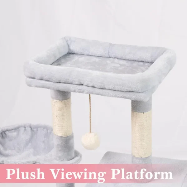 42.5'' Small Cat Tree with Condo, Perch & Scratching Post – Light Gray - Image 2