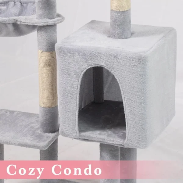 42.5'' Small Cat Tree with Condo, Perch & Scratching Post – Light Gray - Image 4