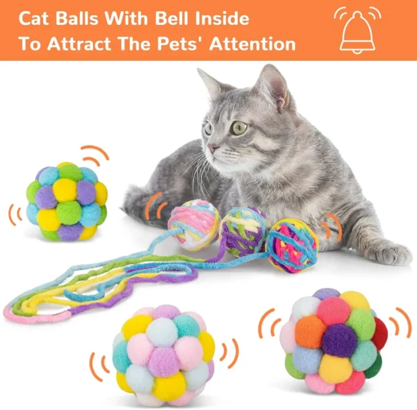 6 Yarn Cat Balls with Bells – Interactive Toys for Kittens - Image 2