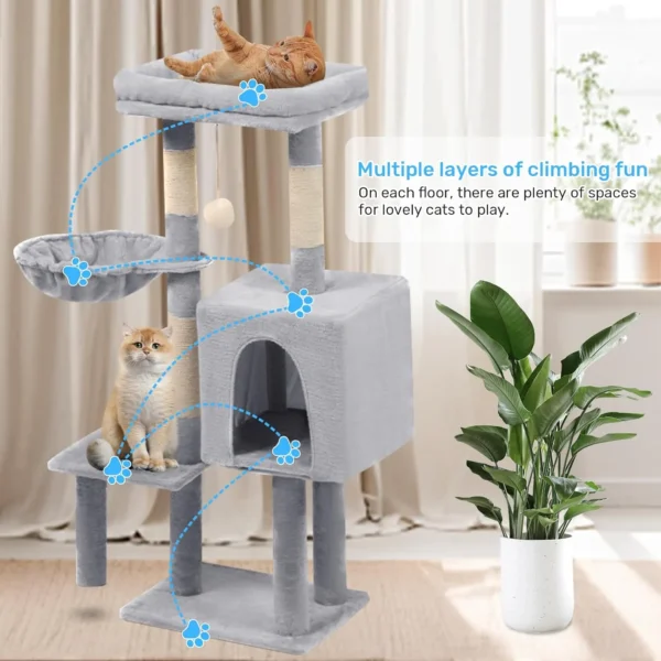 42.5'' Small Cat Tree with Condo, Perch & Scratching Post – Light Gray - Image 7