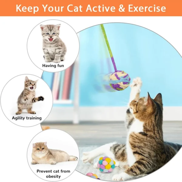 6 Yarn Cat Balls with Bells – Interactive Toys for Kittens - Image 3