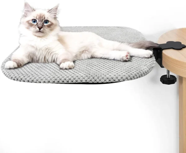 Mounted Cat Hammock Desk Bed – Soft Flannel, Washable, Supports 44lbs