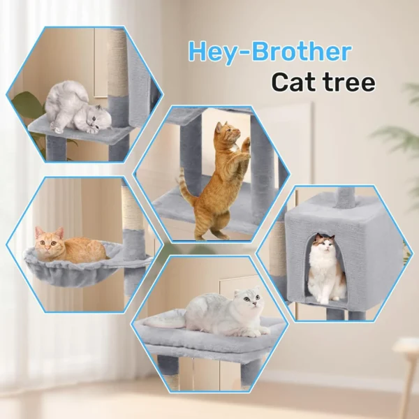 42.5'' Small Cat Tree with Condo, Perch & Scratching Post – Light Gray - Image 8