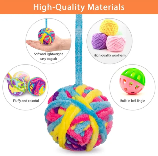 6 Yarn Cat Balls with Bells – Interactive Toys for Kittens - Image 5