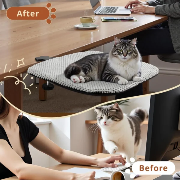 Mounted Cat Hammock Desk Bed – Soft Flannel, Washable, Supports 44lbs - Image 4